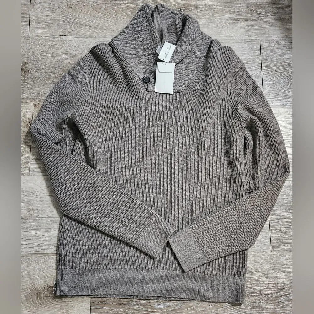 NWT Banana Republic Sweater Mens Brown Pullover Long Sleeve Shawl Neck size S
